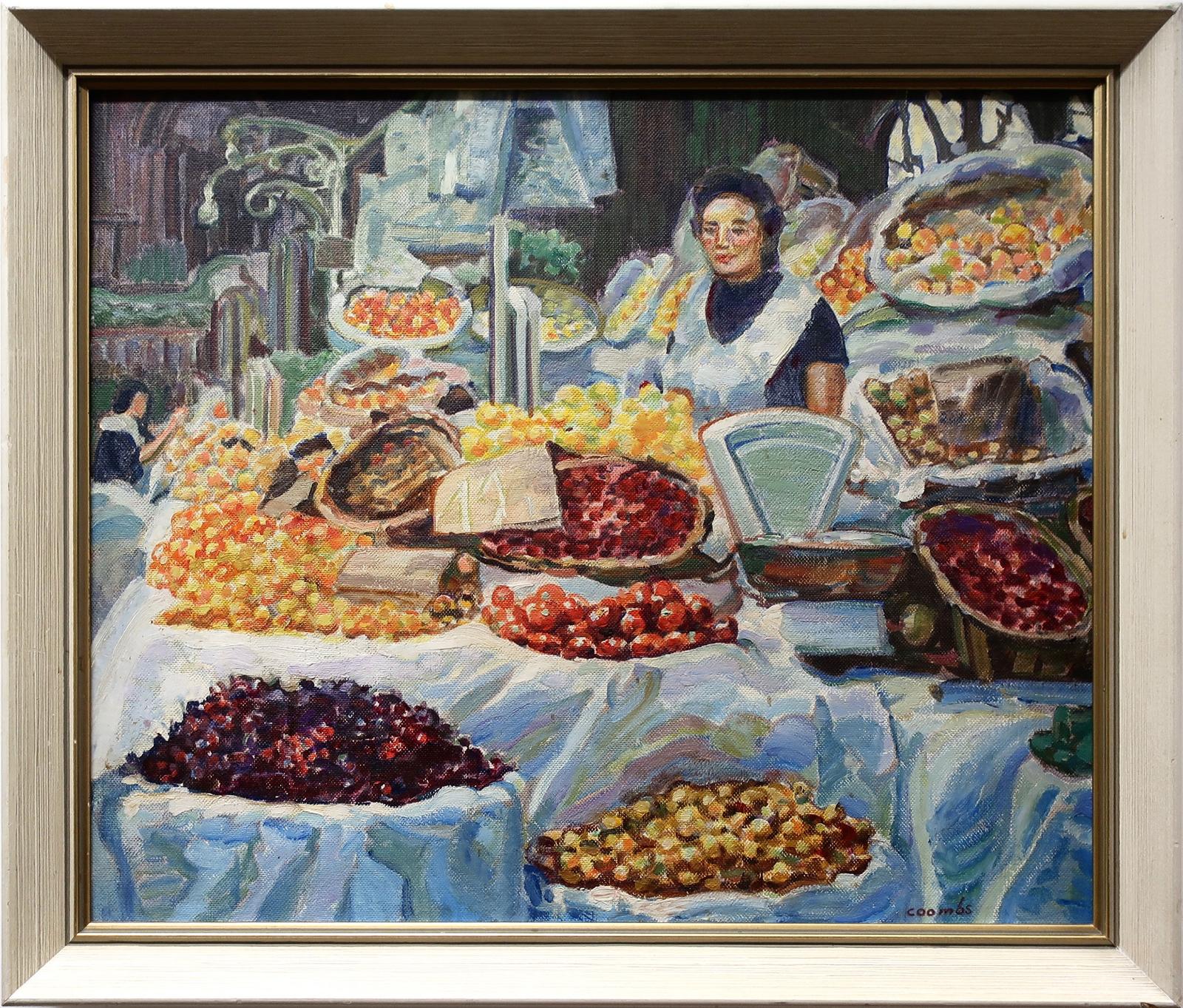 Edith Grace (Lawson) Coombs (1890-1986) - Market, Valcenia, Spain