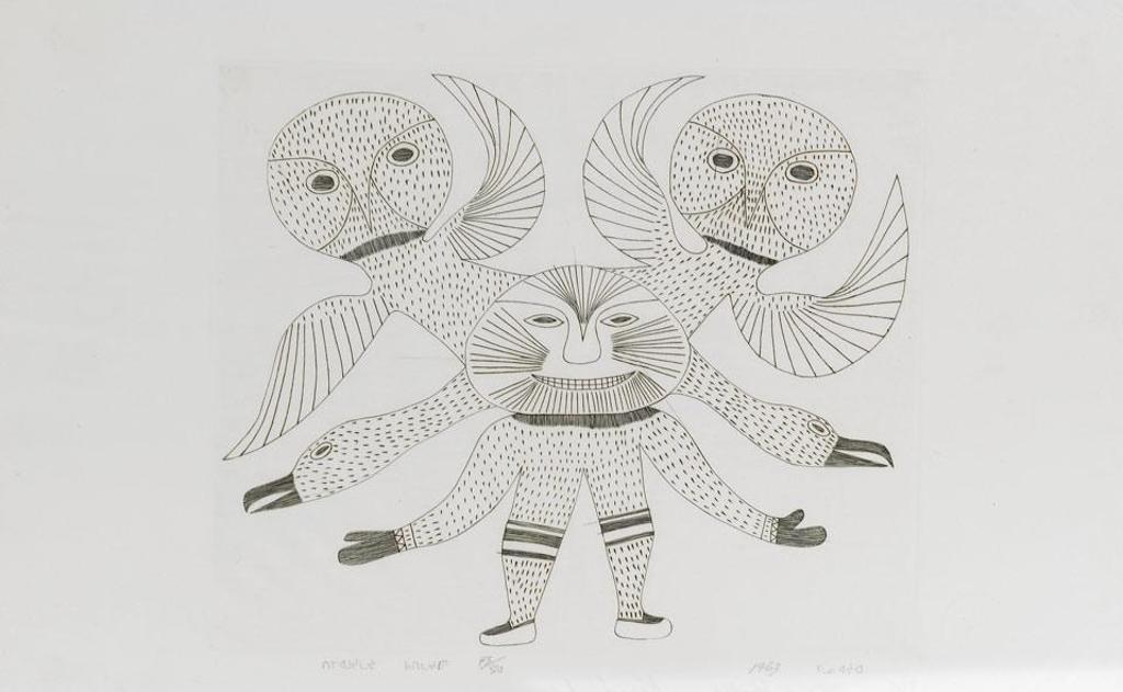 Kenojuak Ashevak (1927-2013) - Untitled (Owl And Man Transformation)