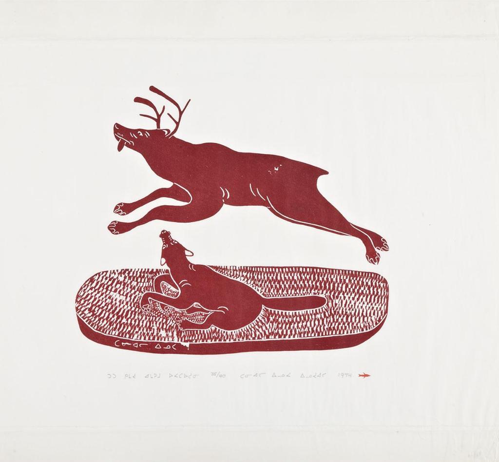 Daniel Inukpuk (1942-2015) - Caribou Trying To Outrun The Wolf