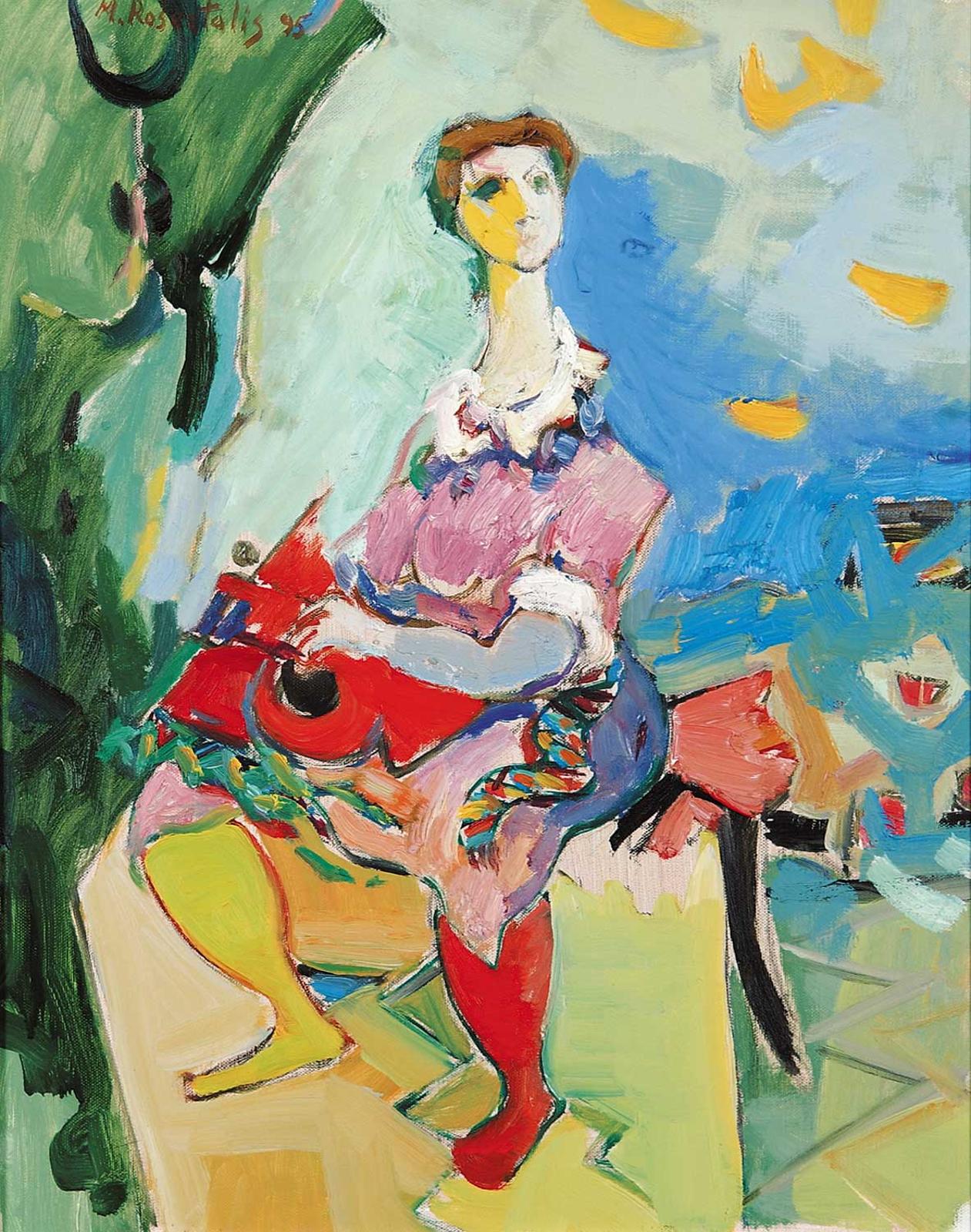 Moshe Rosentalis - Untitled - Colourful Seated Woman