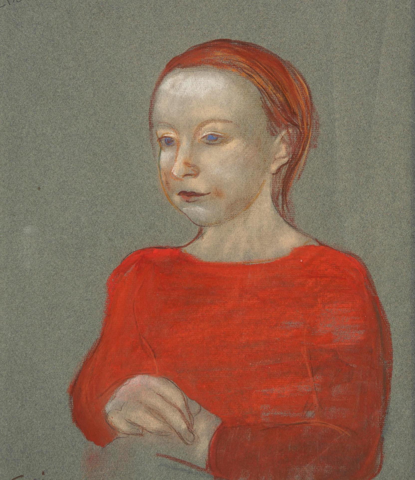Lillian Freiman (1908-1986) - Portrait of a Young Girl in Red