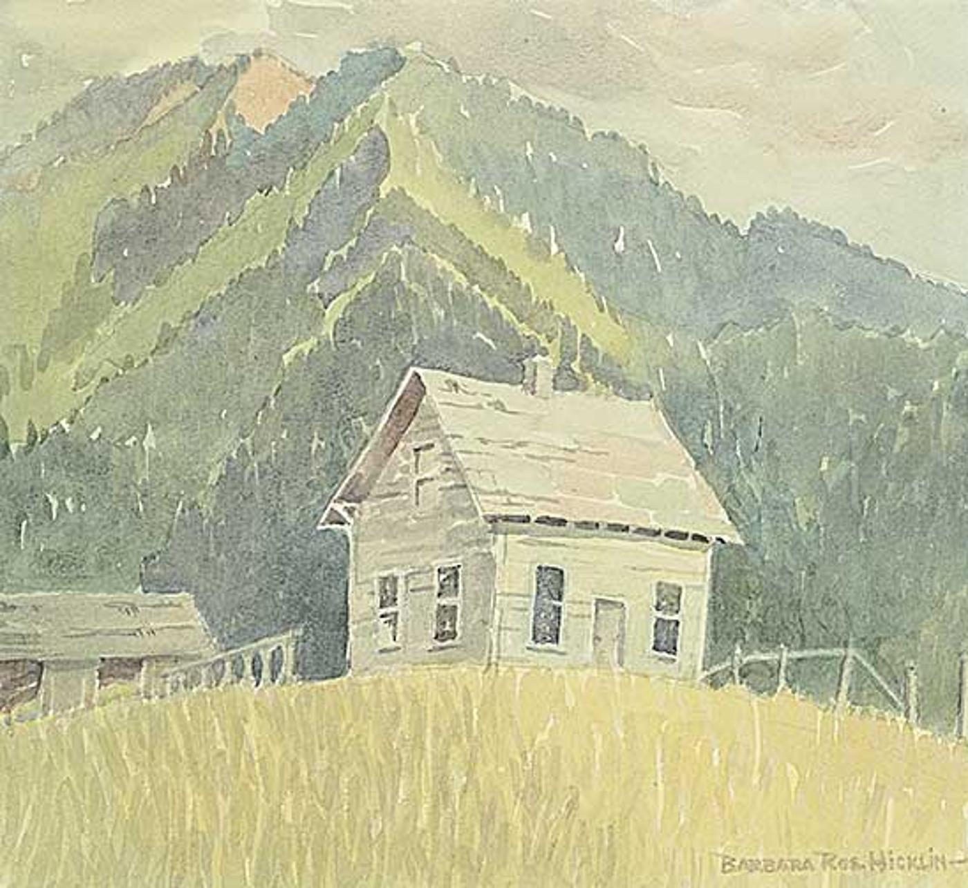 Barbara Roe Hicklin (1918-2010) - Untitled - Cabin in the Hills