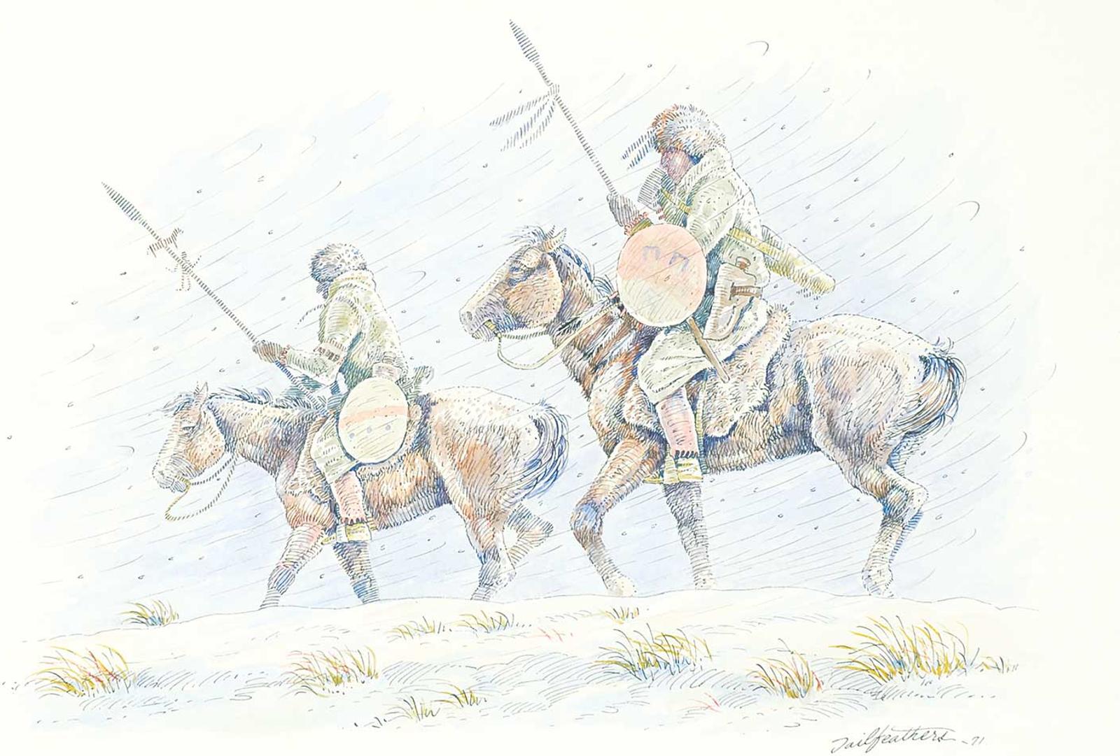 Gerald T. Tailfeathers (1925-1975) - Untitled - Two Braves Head to War