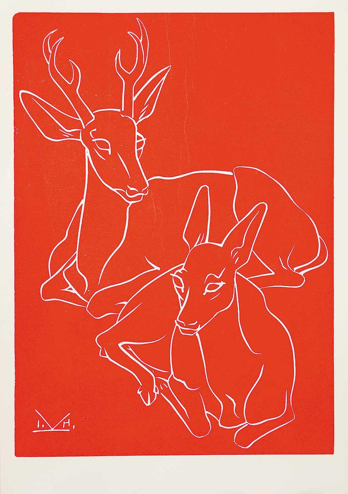 Illingworth Holey (Buck) Kerr (1905-1989) - Untitled - Stag and Doe at Rest