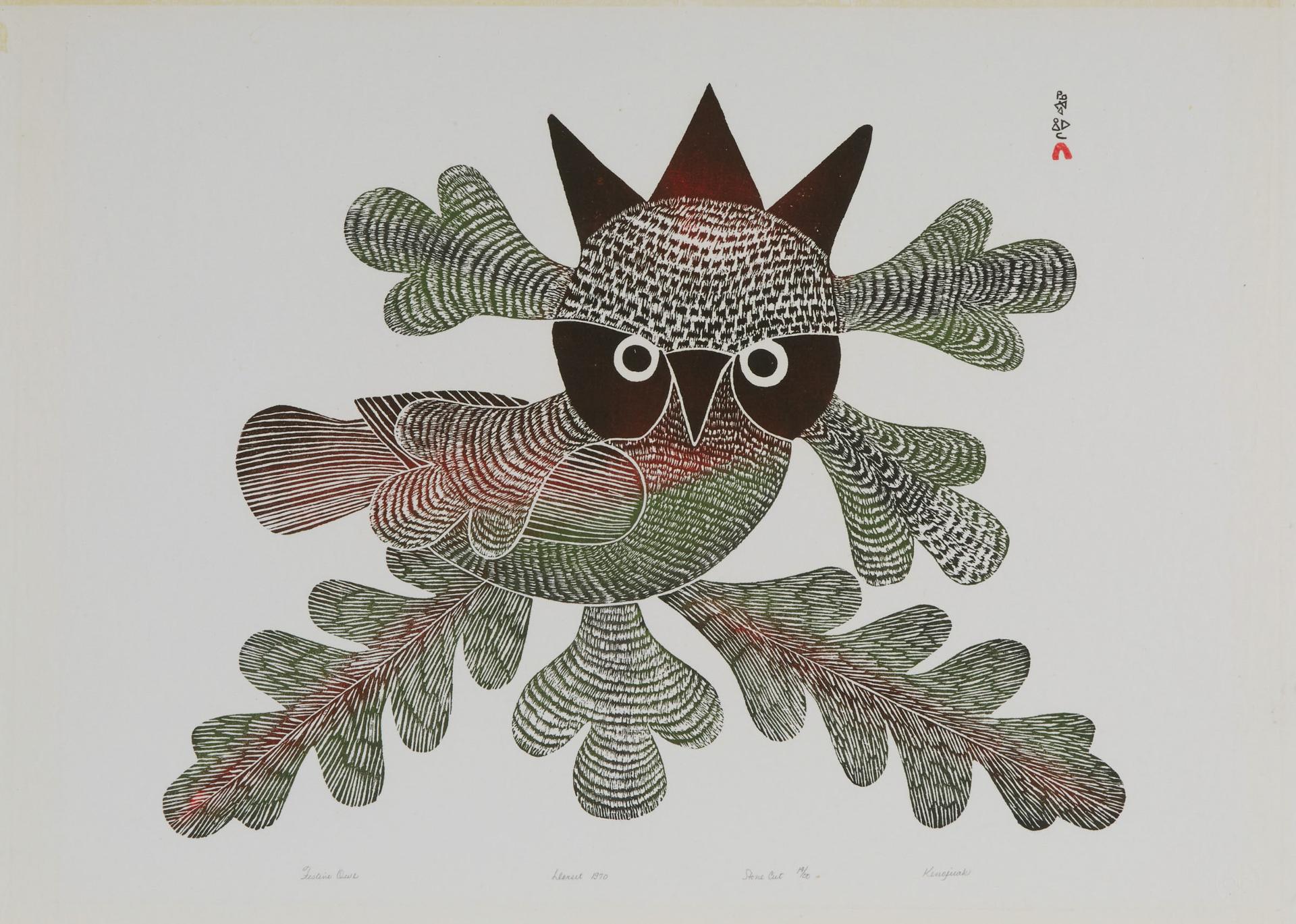 KENOJUAK ASHEVAK - Festive Owl