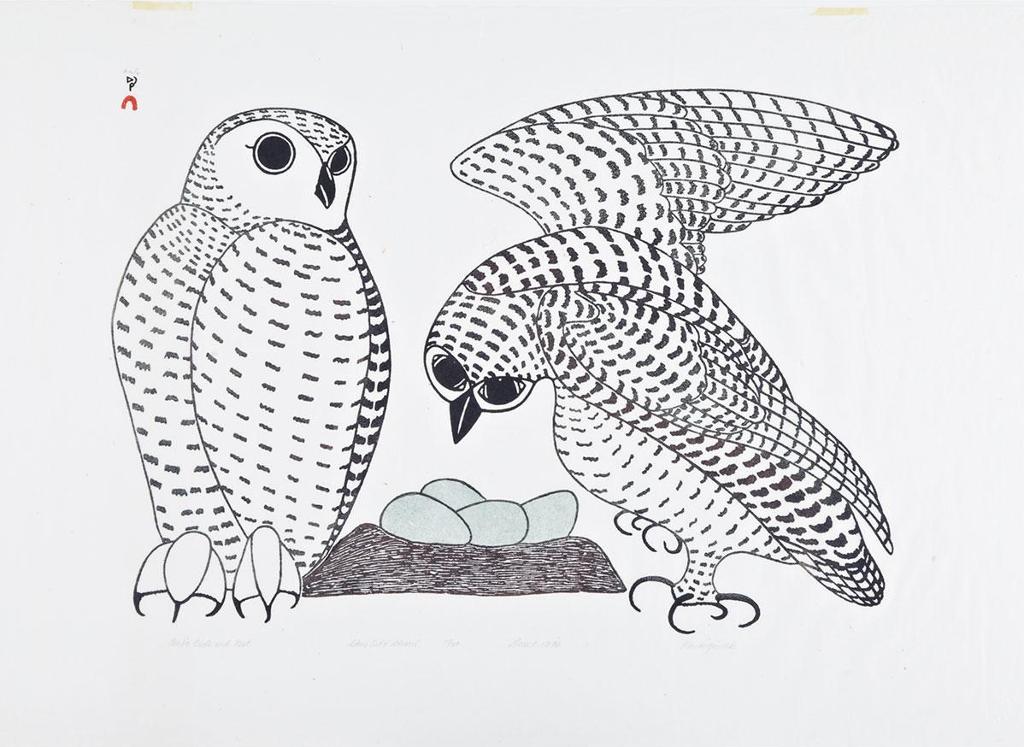 Kananginak Pootoogook (1935-2010) - Arctic Owls And Nest