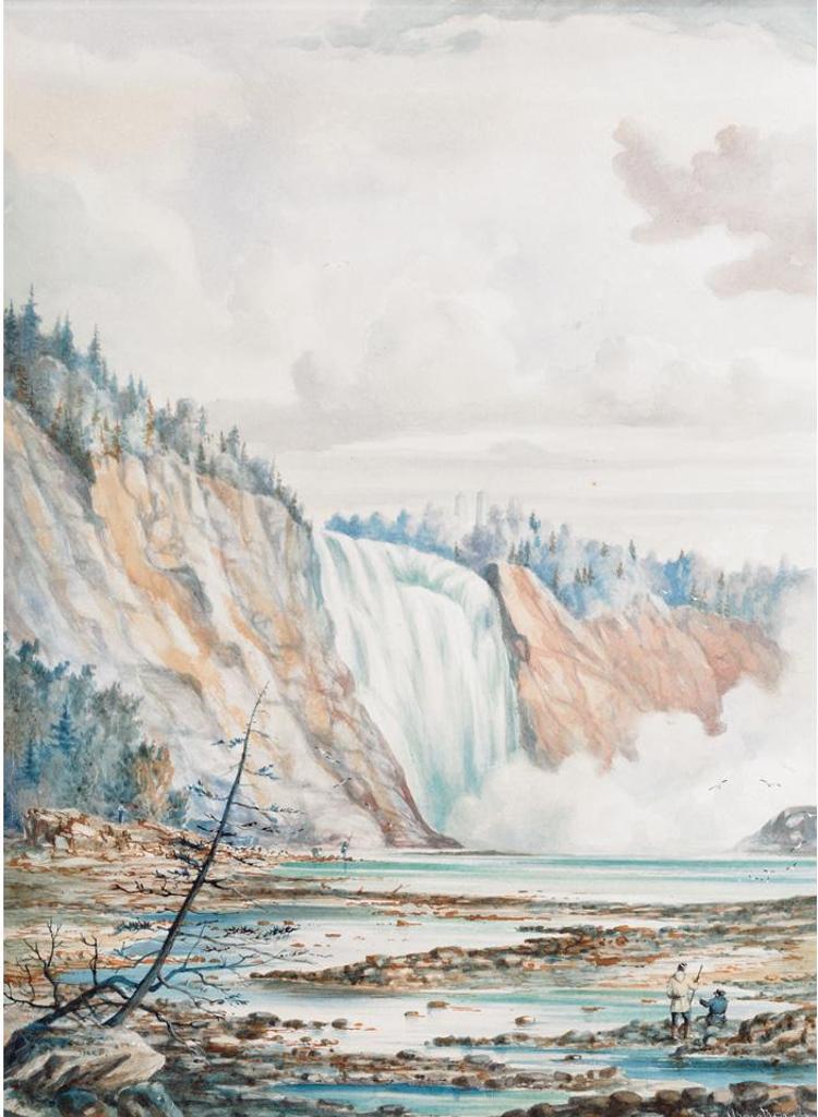 William Armstrong (1822-1914) - Montmorency Falls, The Artist And Several Other Figures In The Foreground, 1866