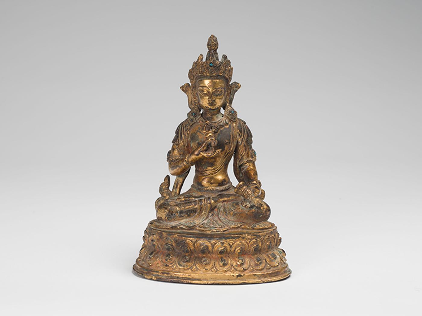 Chinese Art - A Sino-Tibetan Gilt Bronze Seated Figure of Vajrasattva, 17th/18th Century