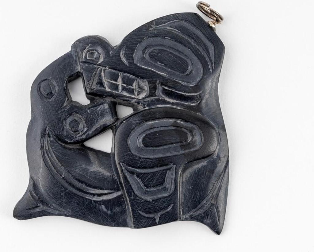 Gryn White - a carved argillite pendant depicting Killer Whale