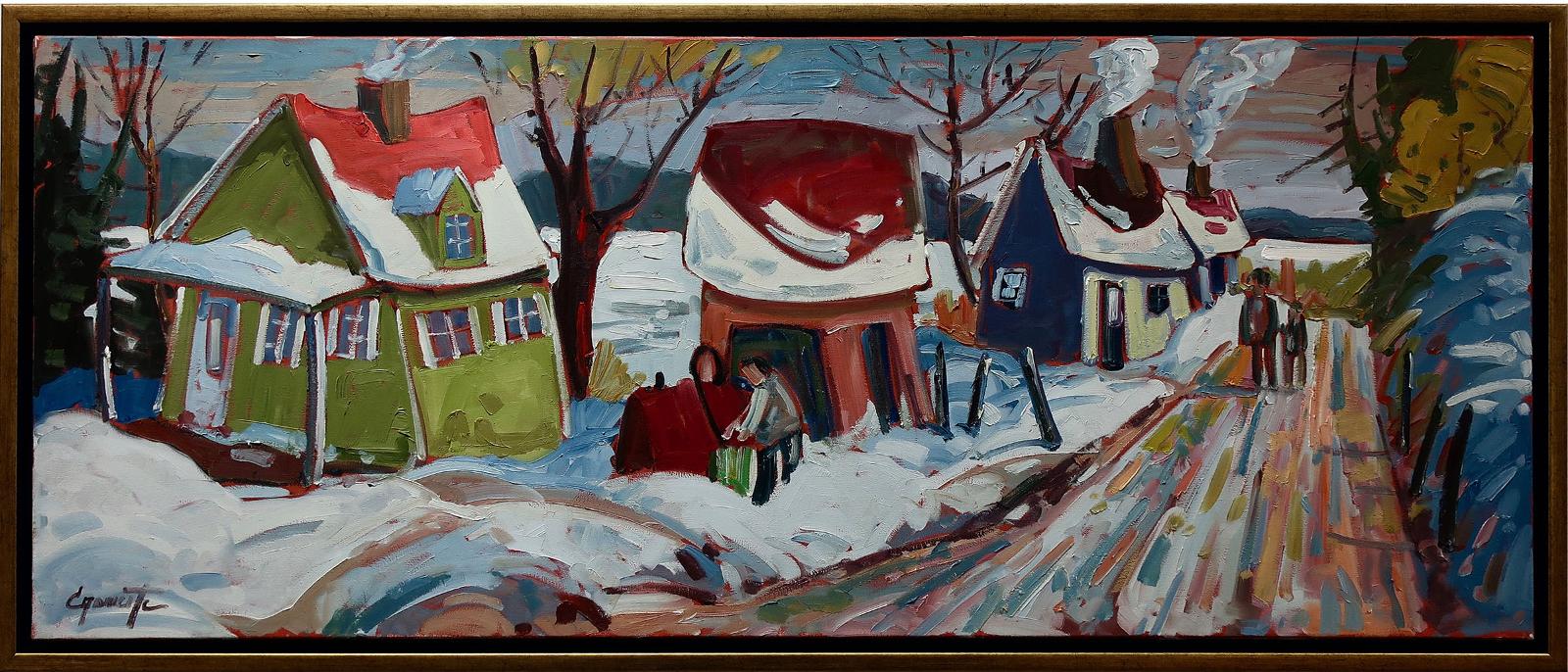 Raymond Caouette (1958) - Untitled (Village In Winter)