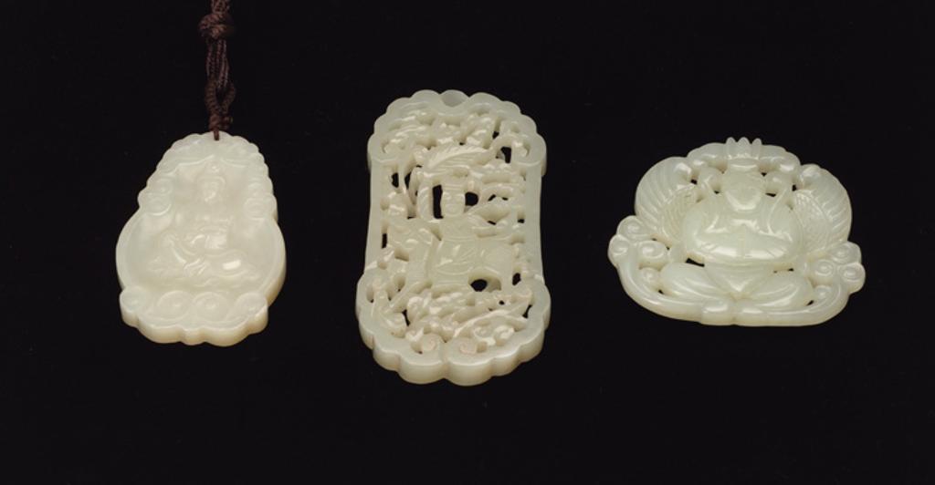 Chinese Art - Three Chinese Celadon Jade Pendants