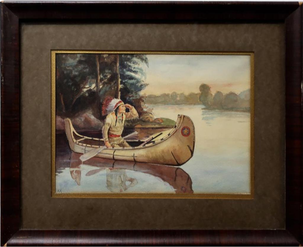Addie Helstrop - Untitled (Indigenous Chief In Canoe On The Lookout)
