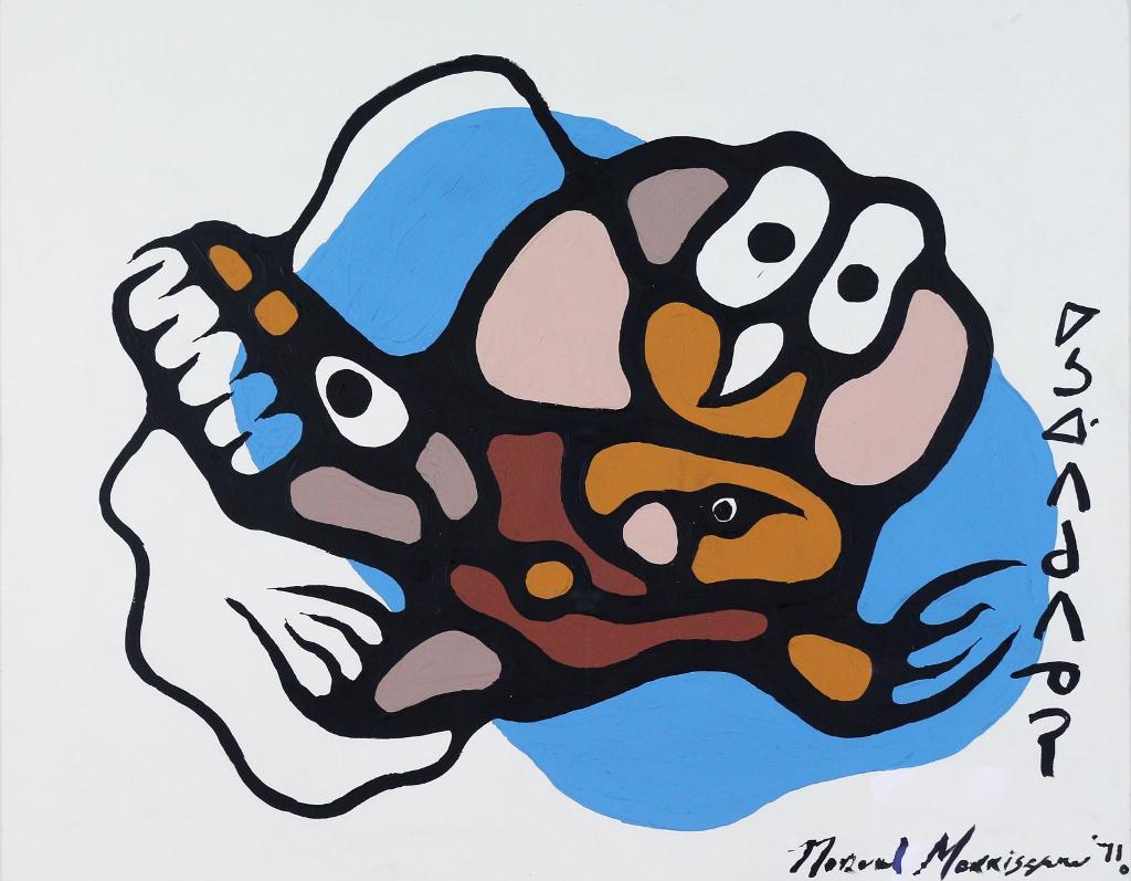 Norval H. Morrisseau (1931-2007) - Bear, Owl And Bird ;1971