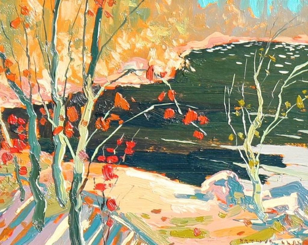 Arthur George Lloy (1929-1986) - Lake Dam And Autumn Leaves, Williams Lake; 1982