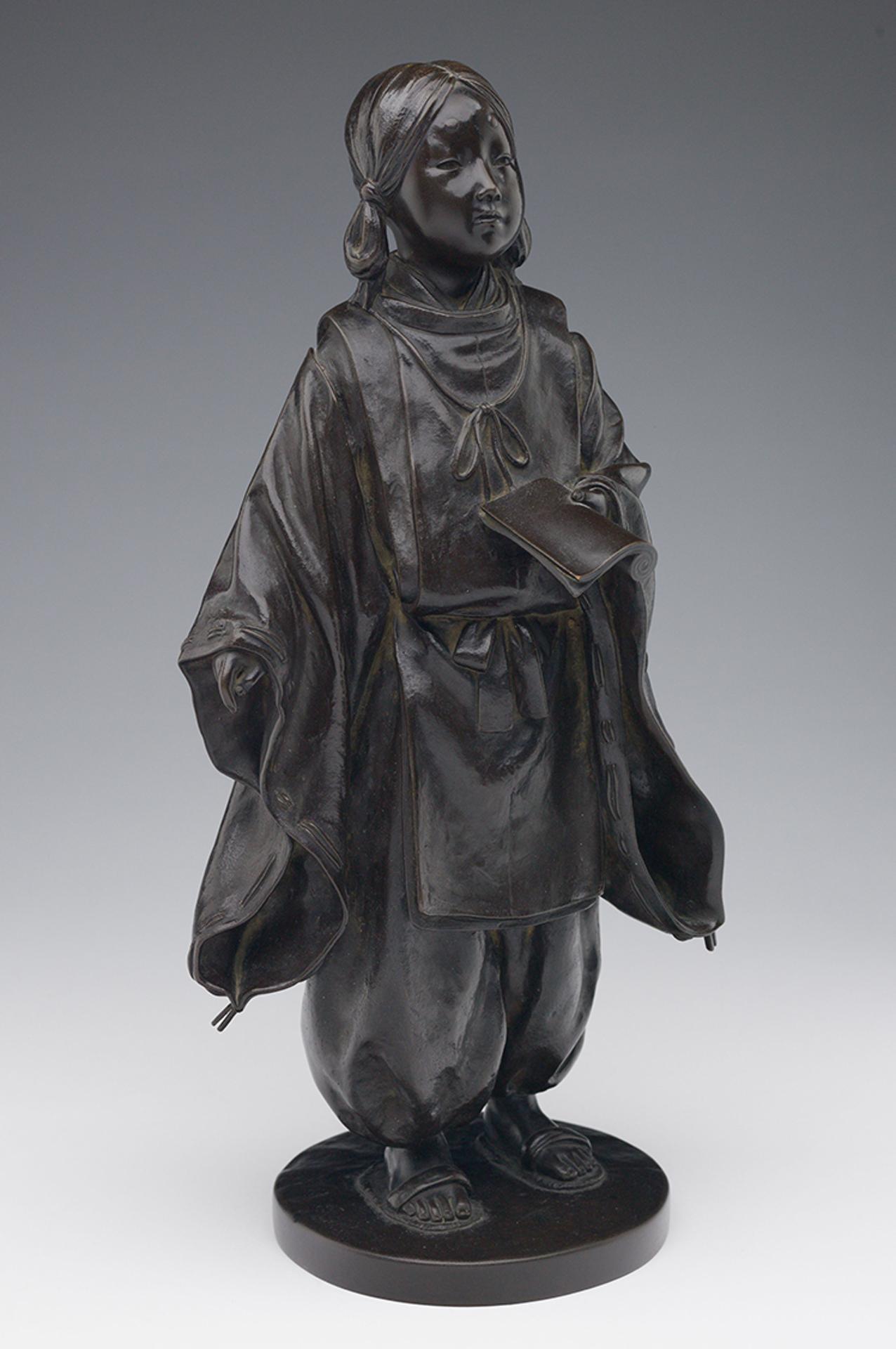 Japanese Art - Japanese Bronze Okimono of Prince Shotoku, Signed, Meiji Period, Late 19th Century