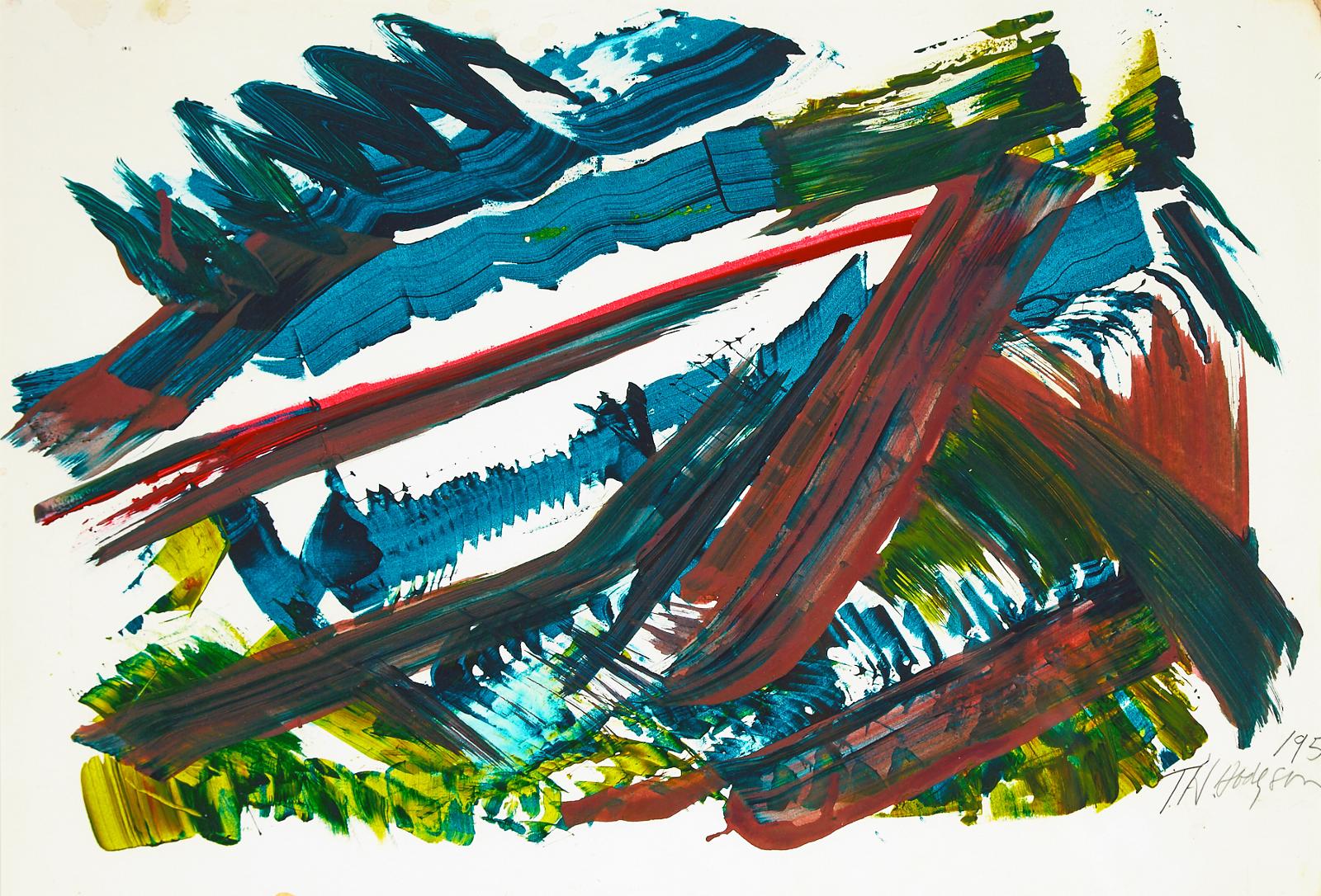 Thomas (Tom) Sherlock Hodgson (1924-2006) - Abstract Composition In Green And Red, 1995