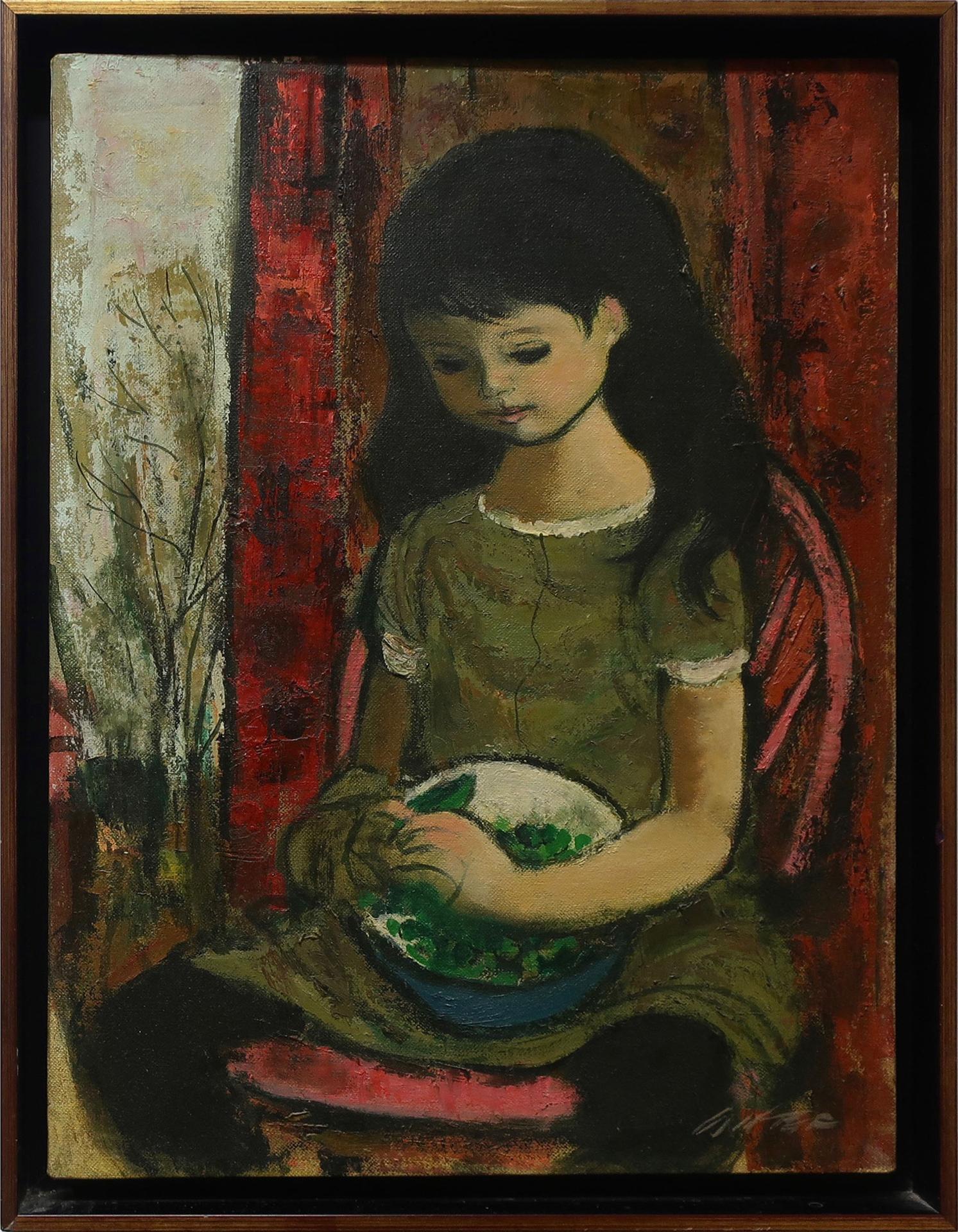 William Arthur Winter (1909-1996) - Untitled (Young Girl Shucking Peas)