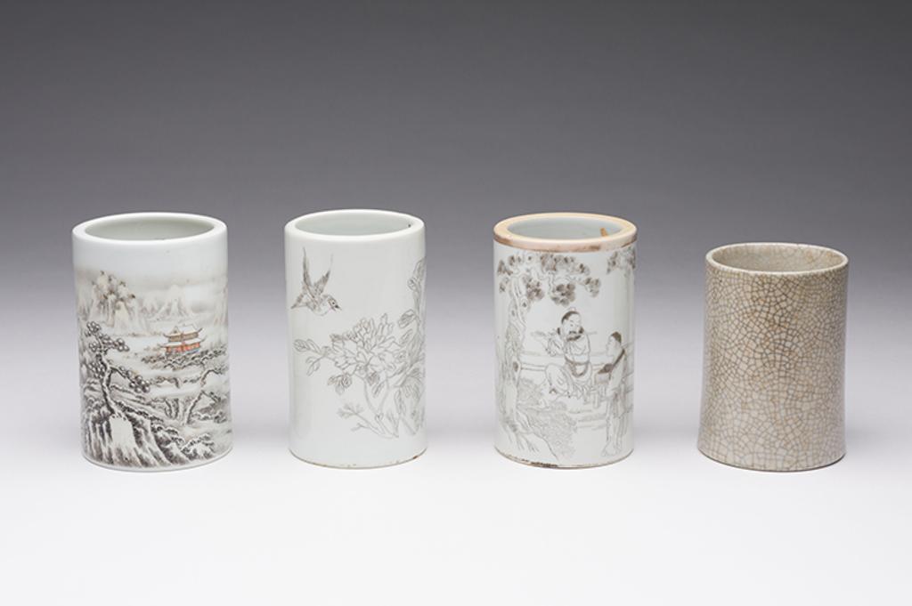 Chinese Art - Four Chinese Porcelain Brushpots, 19th/20th Century