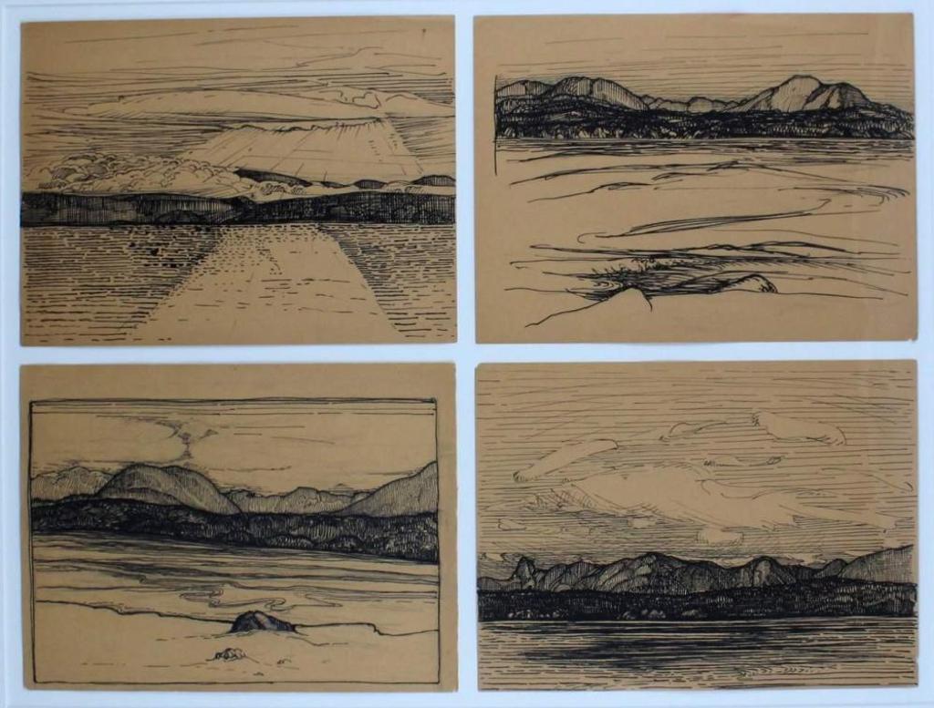 Charles Hepburn Scott (1886-1964) - Four Sketches- Mountain & Water