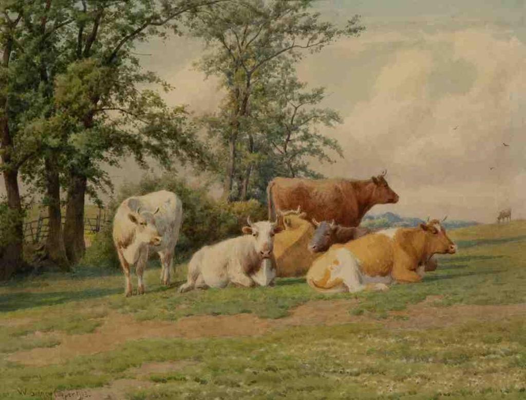 William Sidney Cooper (1854-1927) - Untitled (Cattle at Rest) (1913)