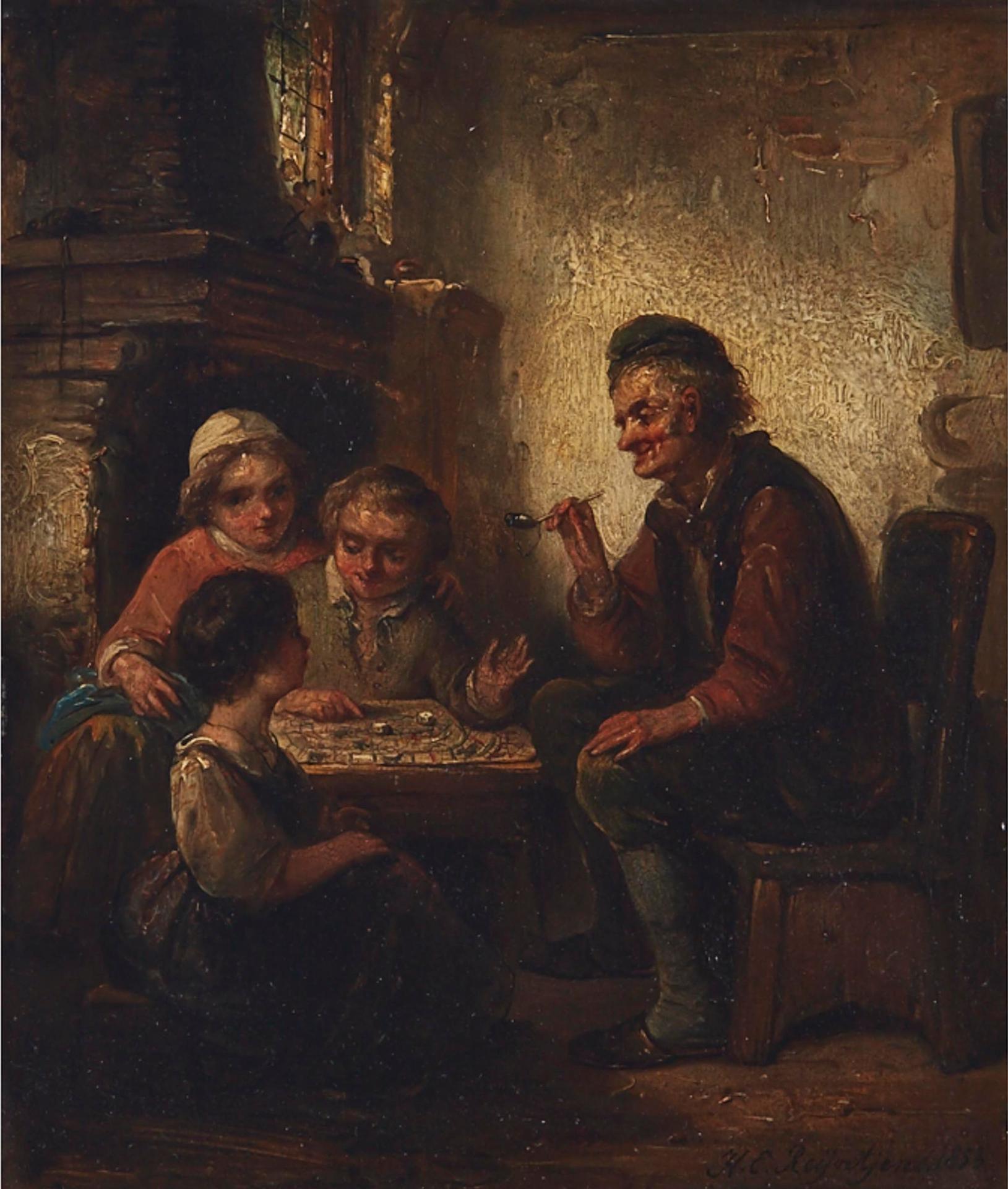 Henricus Engelbertus Reijntjens - A Quiet Game, 1853