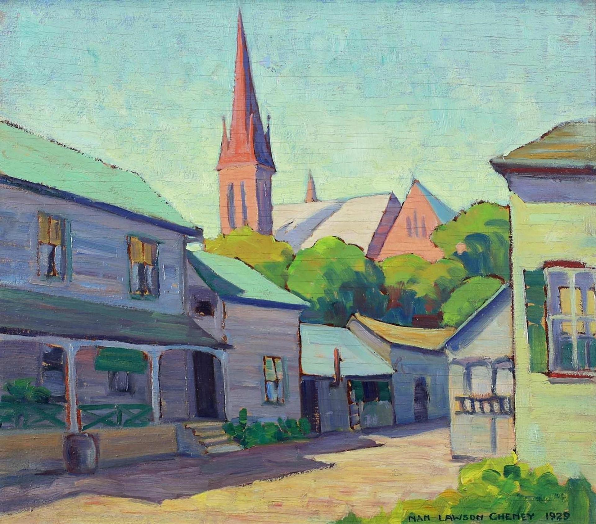 Anna Gertrude Lawson (Nan) Cheney (1897-1985) - Quiet Town With Church Spire; 1929