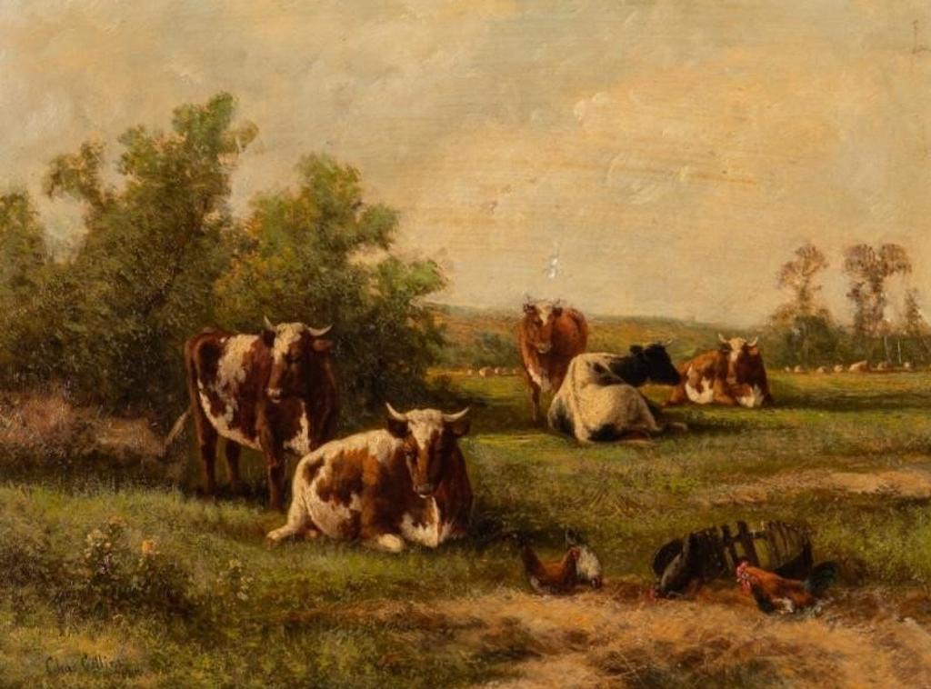Charles Collins (1851-1921) - Cows and Fowl in a Pasture