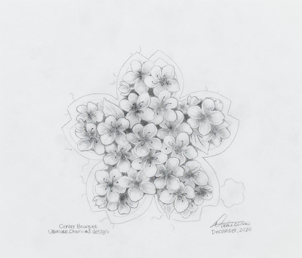 Derek C. Wicks (1969) - Concept Drawing—Centre Bouquet Concept 2, The Ultimate Diamond Design, Rough Drawing 3 / Étude de concept—2e dessin préliminaire du bouquet central 2e esquisse du motif diamantaire, pièce Summum