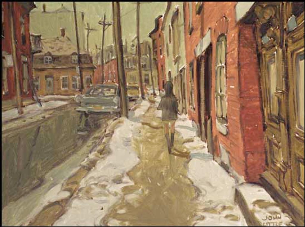 John Geoffrey Caruthers Little (1928-1984) - Une journée de mars avec mini jupe, Rue Ste-Émilie P. St-Henri, Montréal