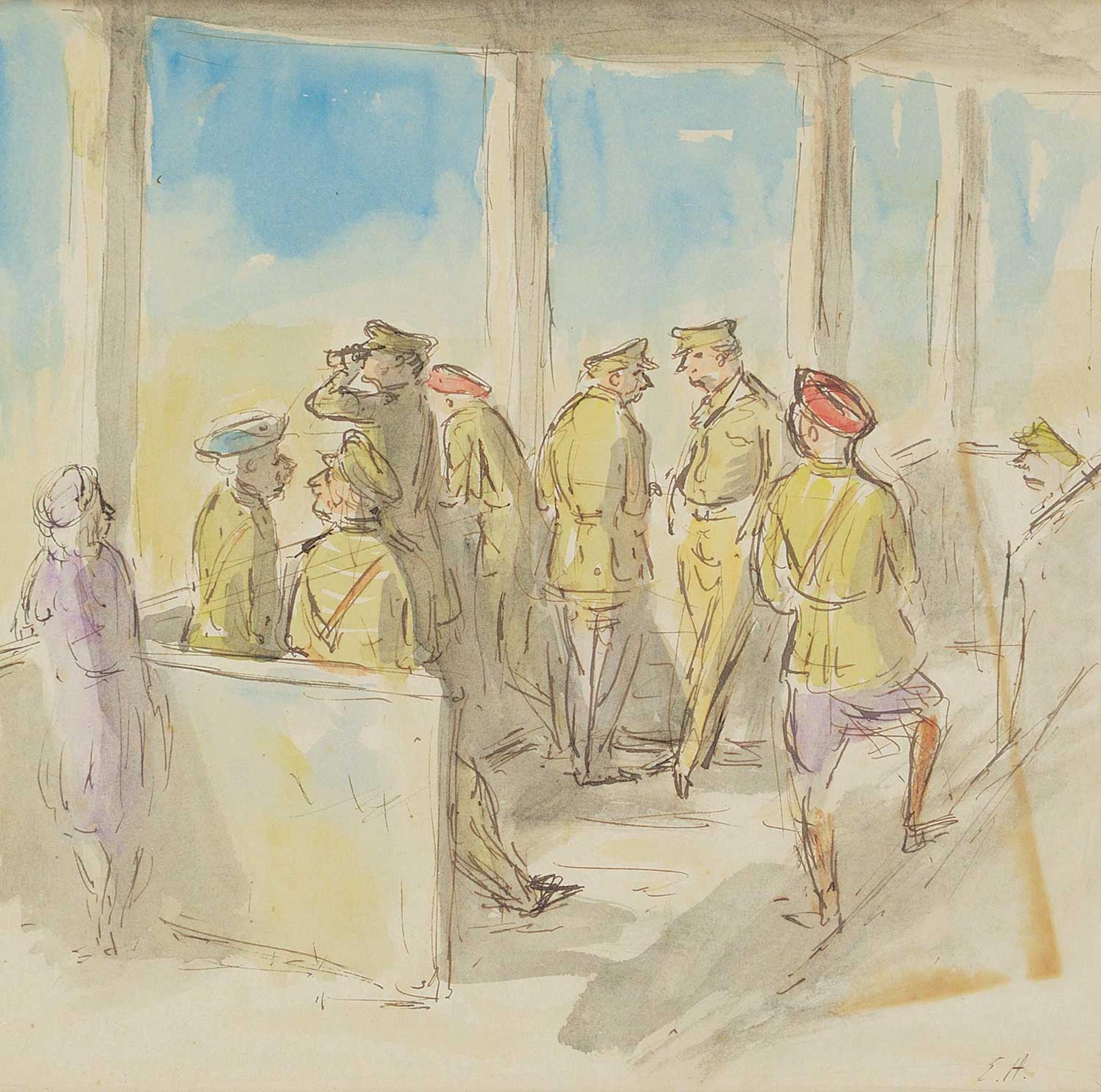 Edward Jeffrey Irving Ardizzone - Untitled - Soldiers on the Viewing Deck