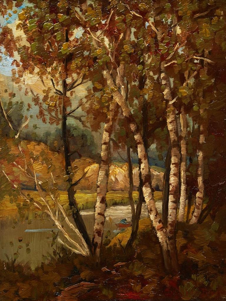 J. Archibald Browne (1862-1948) - Birches by a Lake
