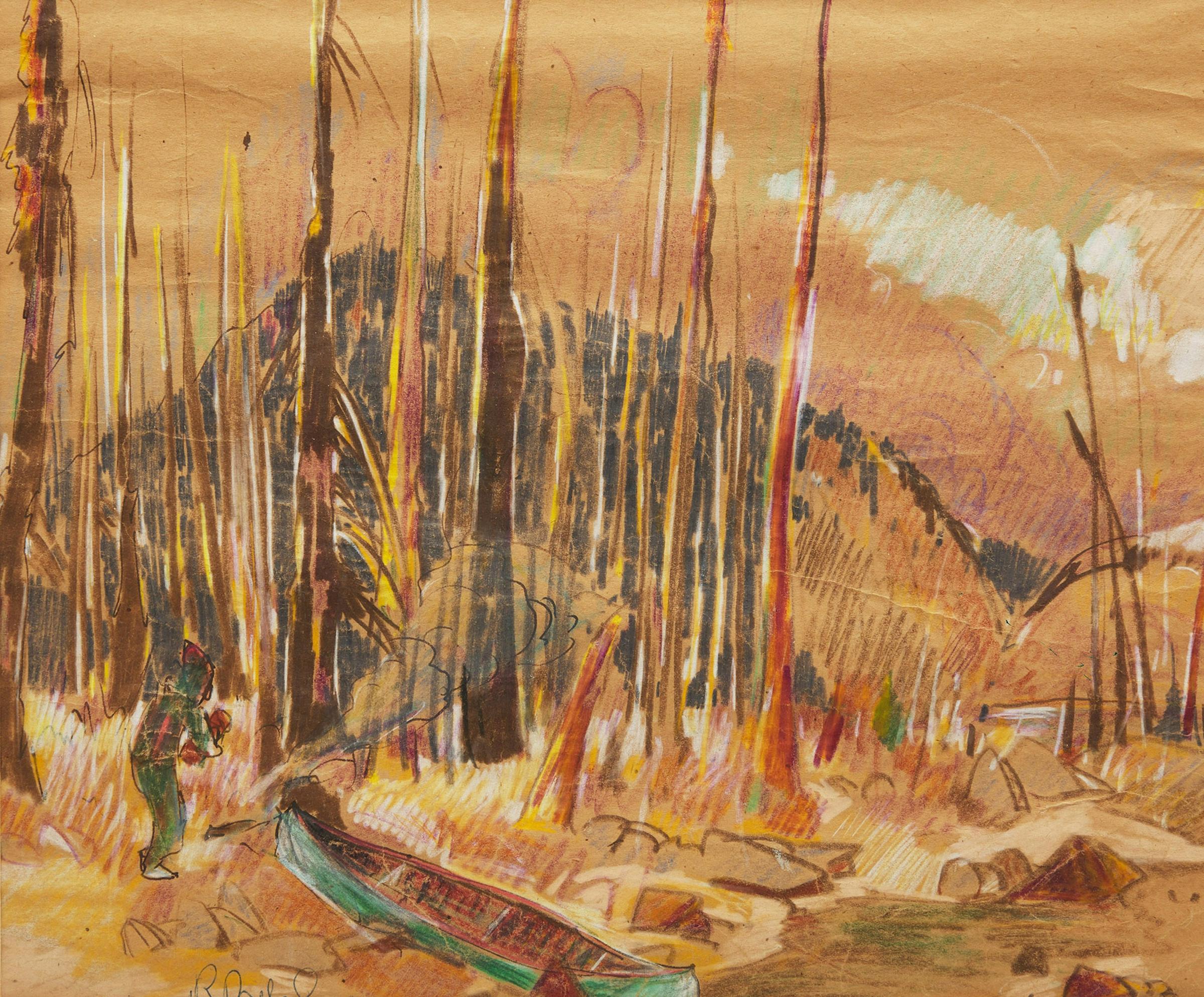 René Jean Richard (1895-1982) - Campsite, Ungava; Sans titre (étude de forêt); Trappeurs