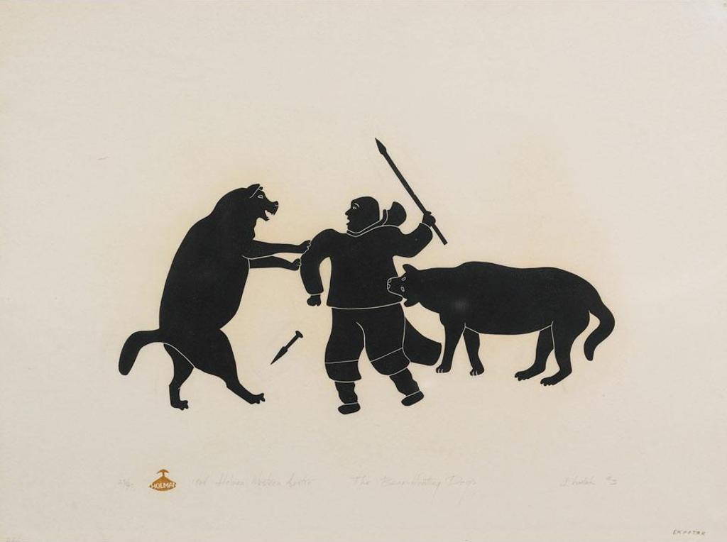 Victor Ekootak (1916-1965) - The Bear And Hunting Dogs