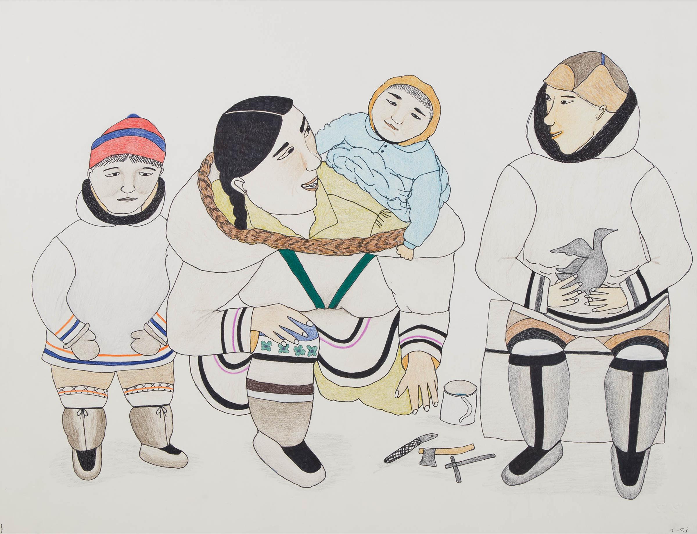 Napatchie Pootoogook (1938-2002) - Untitled (Family)