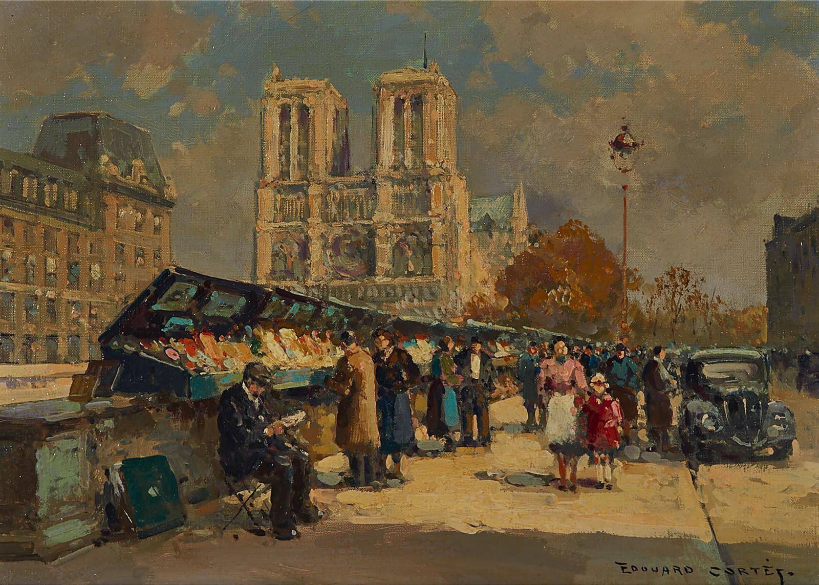 Edouard Léon Cortès (1882-1969) - Notre Dame, Les Bouquinistes