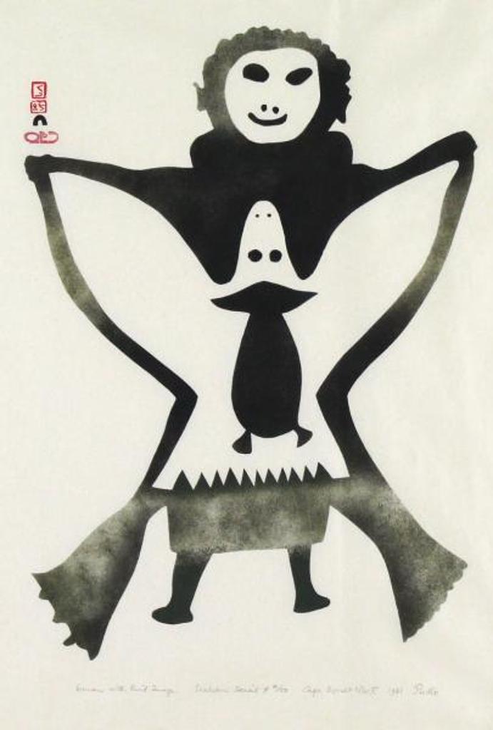 Pudlo Pudlat (1916-1992) - Woman With Bird Image; 1961