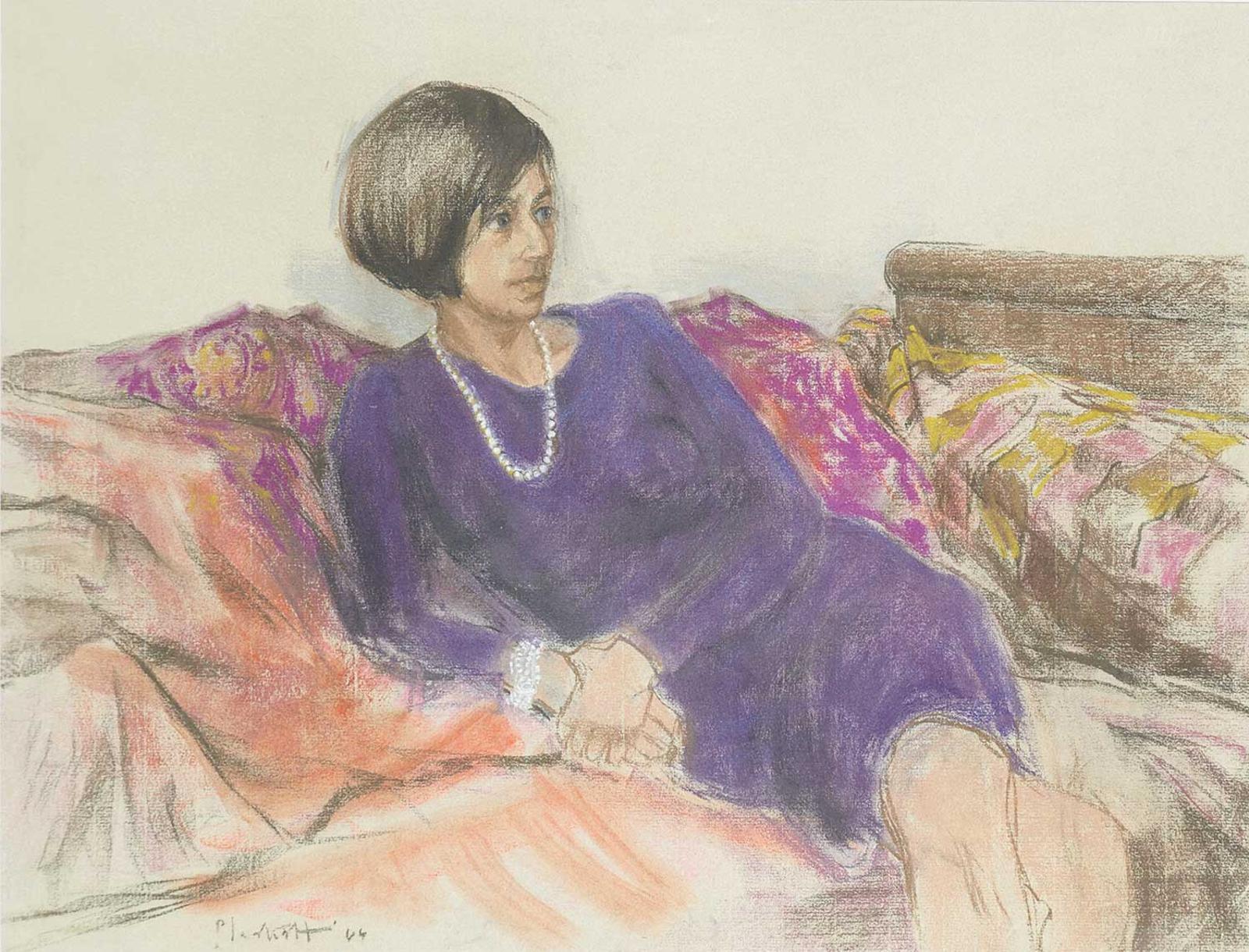 Joseph (Joe) Francis Plaskett (1918-2014) - Untitled - Lady with Pearls on the Couch