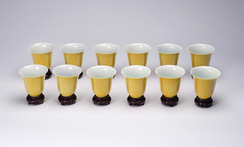 Chinese Art - A Set of Twelve Chinese Yellow Ground Cups, Republican Period, Early 20th Century