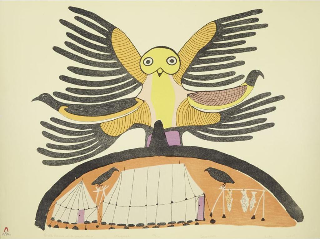 Lucy Qinnuayuak (1915-1982) - Birds Abound While People Sleep