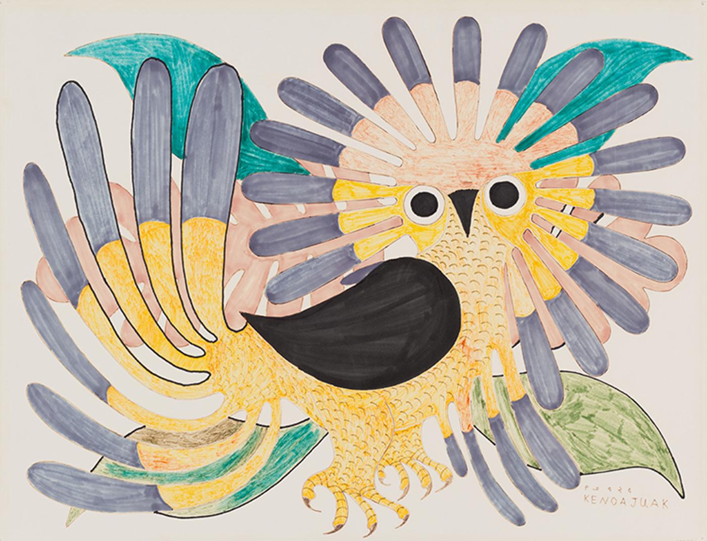 Kenojuak Ashevak (1927-2013) - Festive Owl