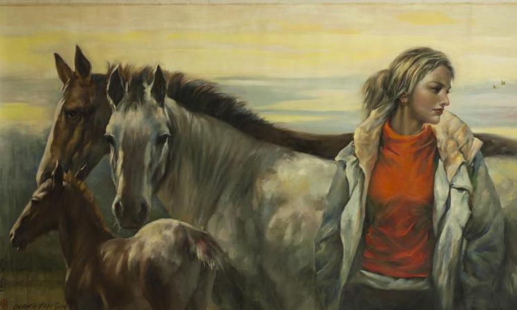 Chang Yin Sun - Untitled - Woman Standing By a Horse