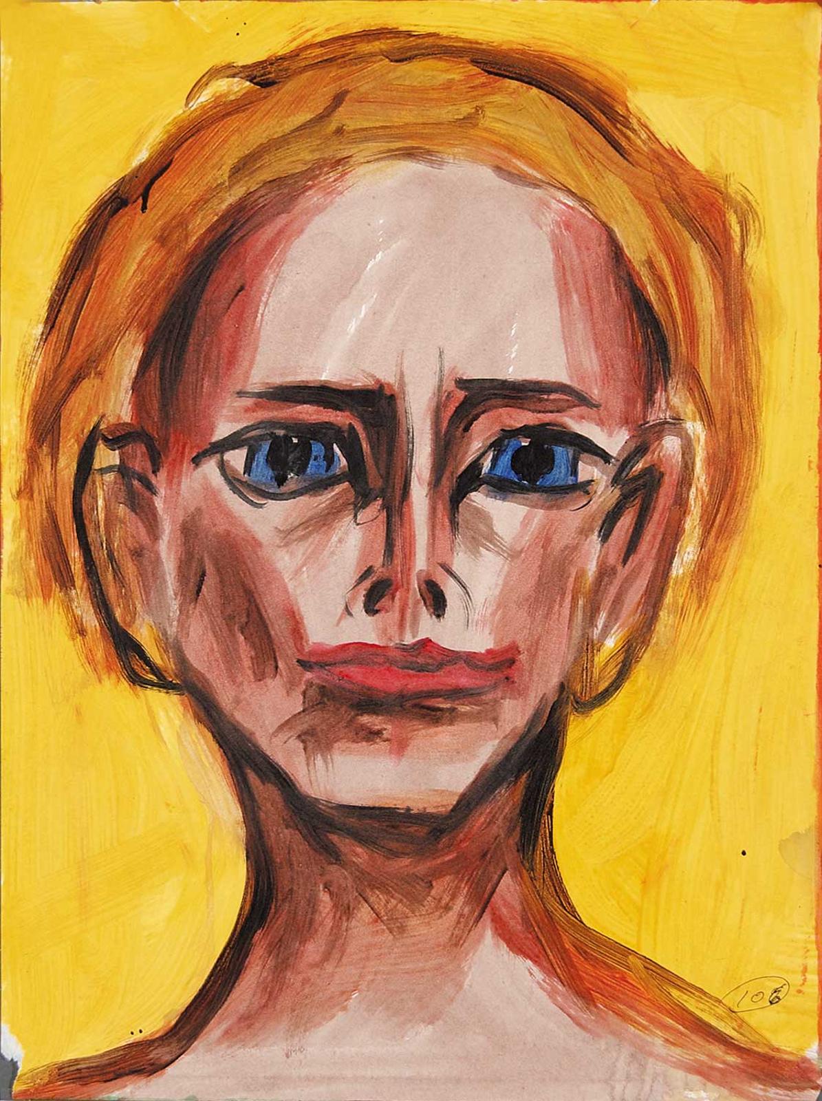 Robert Charles Aller (1922-2008) - Untitled - Portrait of Boy on Yellow Background