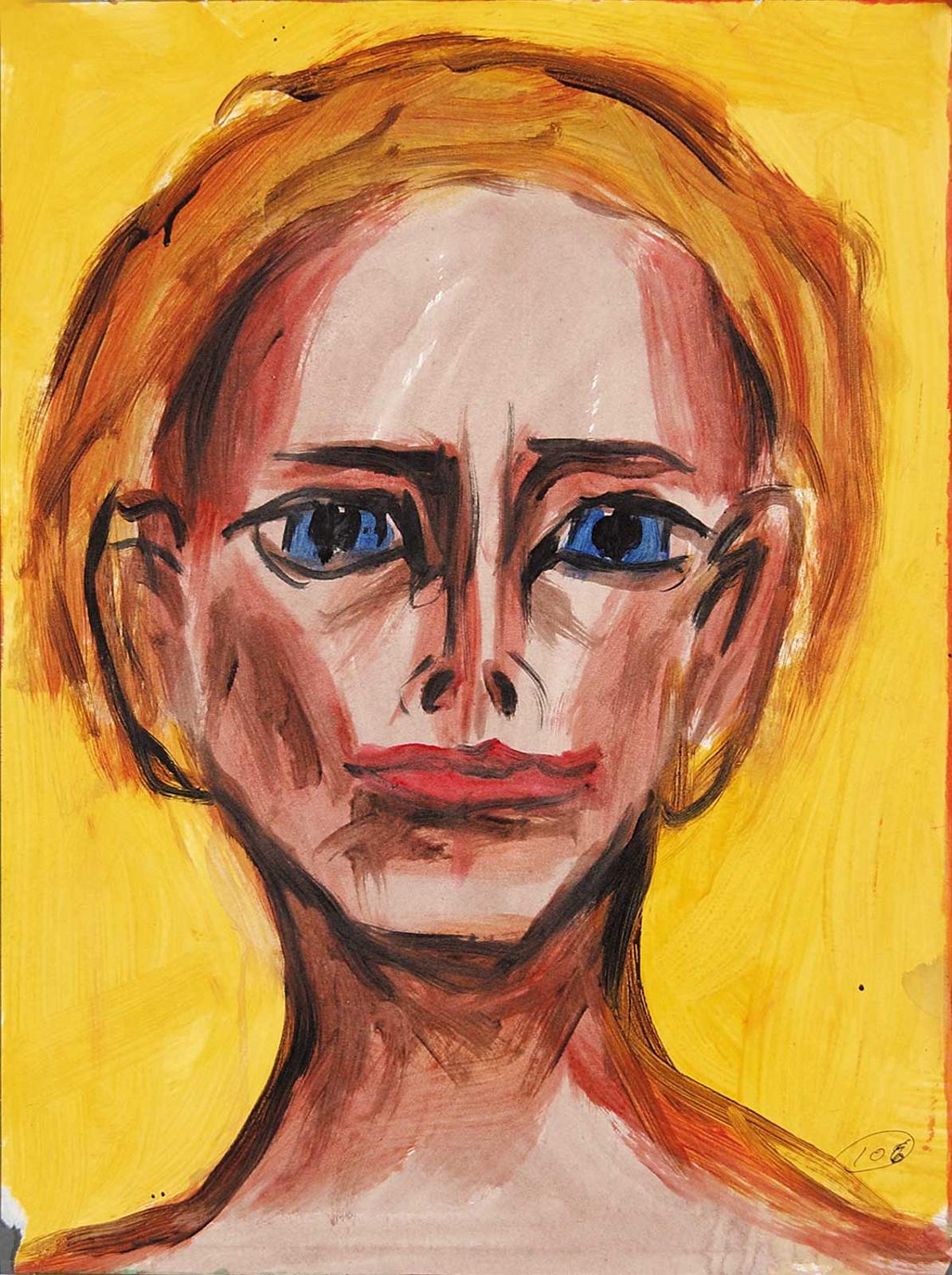 Robert Charles Aller (1922-2008) - Untitled - Portrait of Boy on Yellow Background