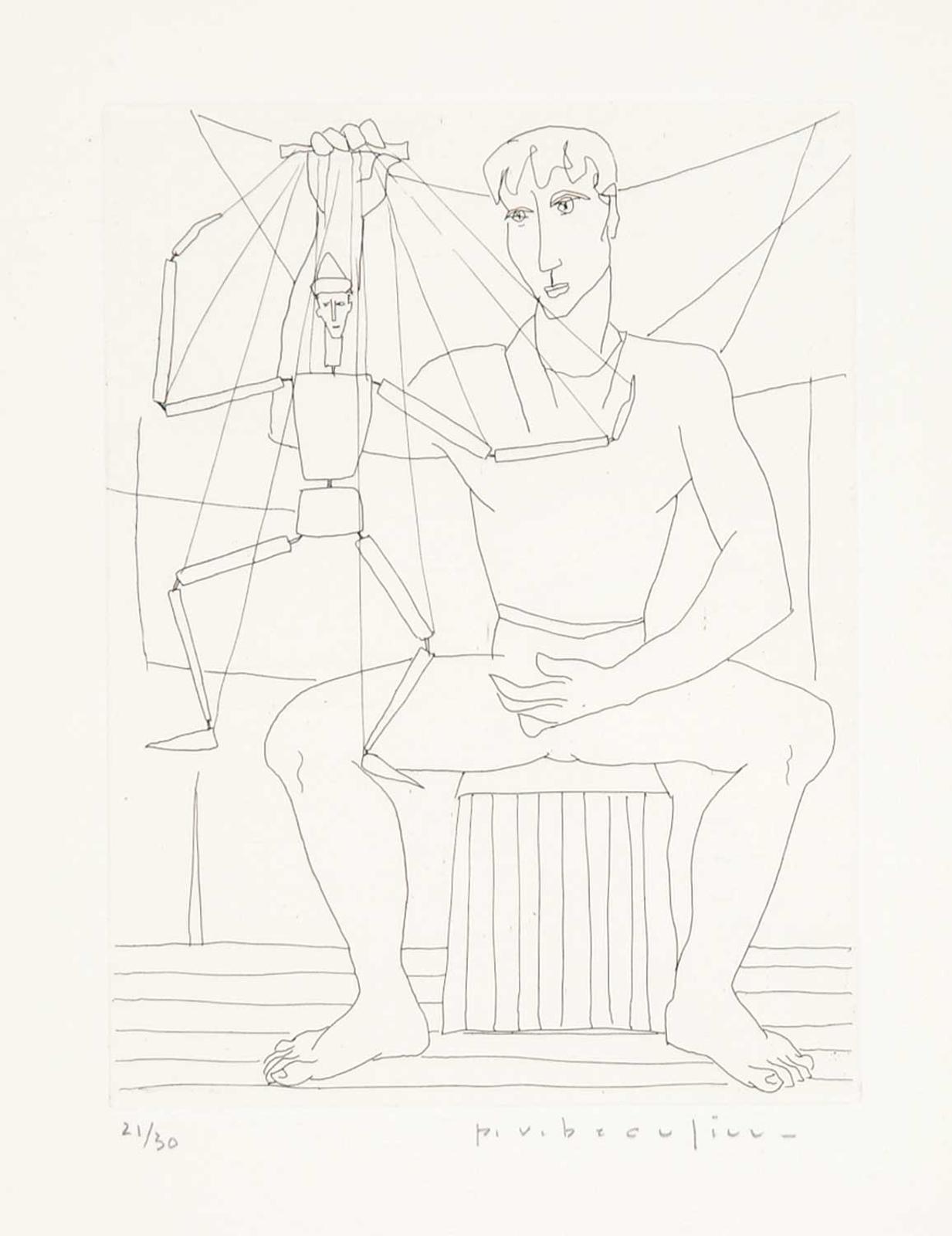 Paul Vanier Beaulieu (1910-1996) - Untitled - Man with a Puppet  #21/30