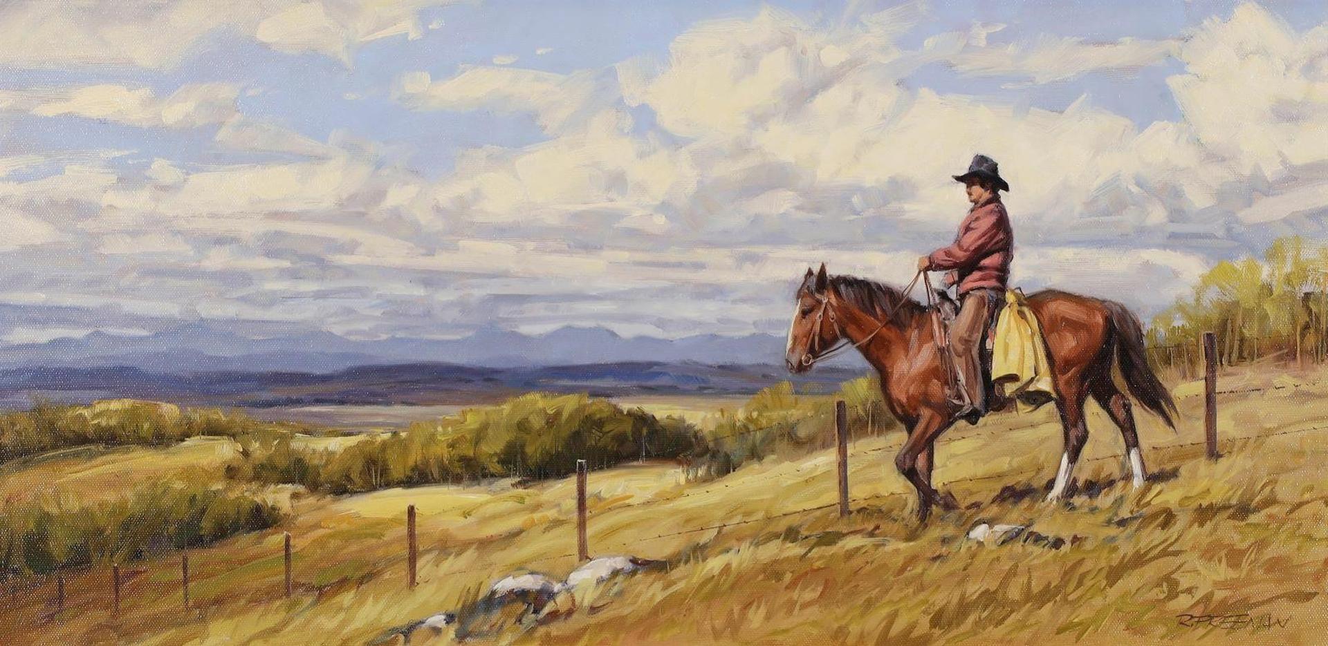 Richard (Dick) Audley Freeman (1932-1991) - Checking Fences; 1988