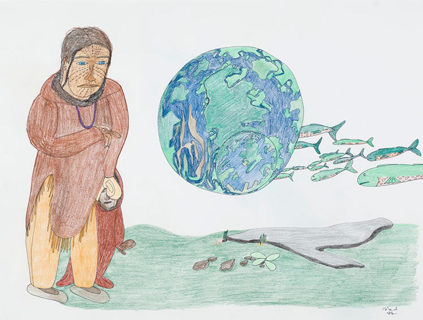 Shuvinai Ashoona (1961) - Old-Time Mother with the Earth
