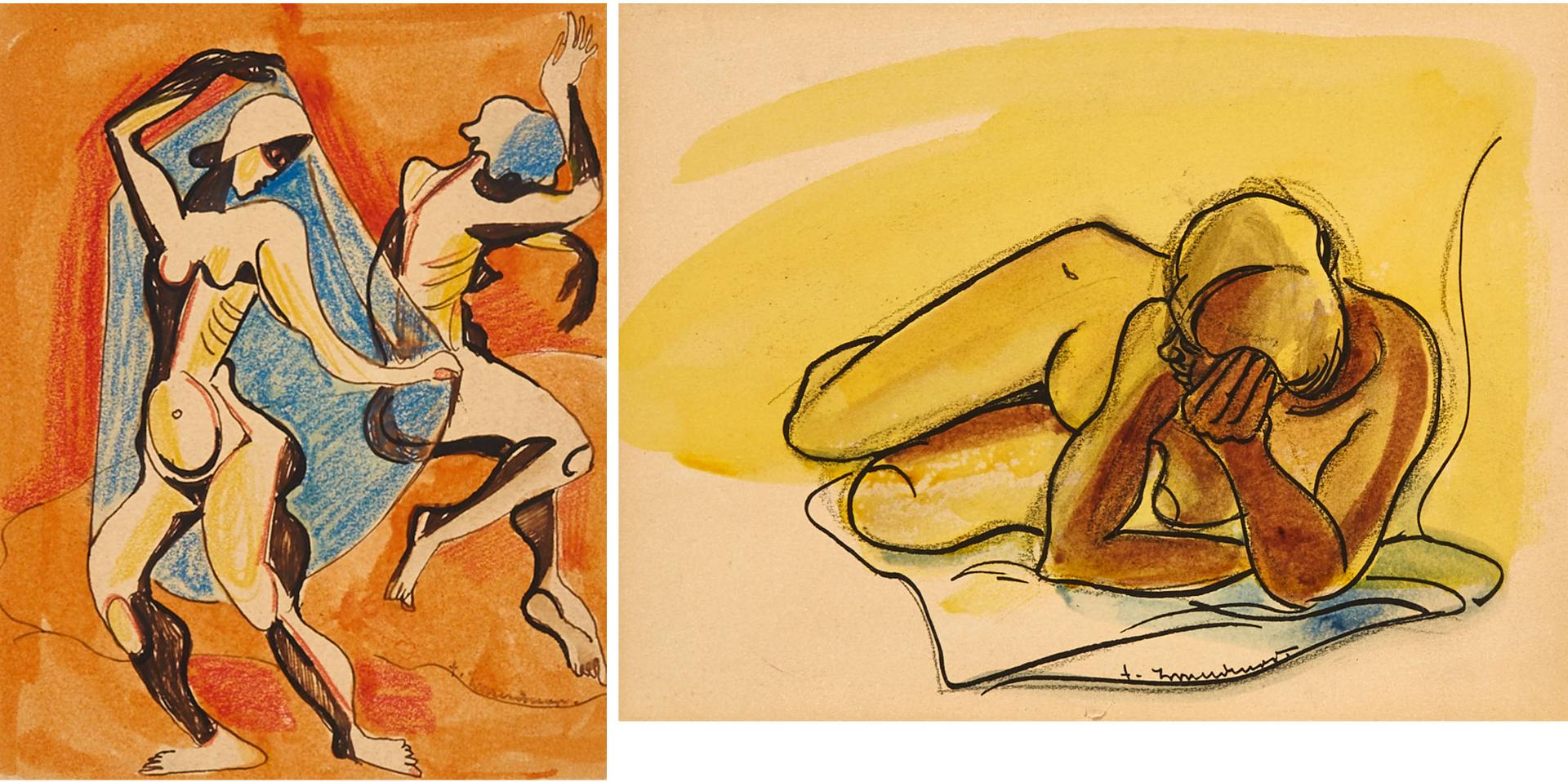 Fritz Brandtner (1896-1969) - Untitled (Dancing Figures; Reclining Nude)