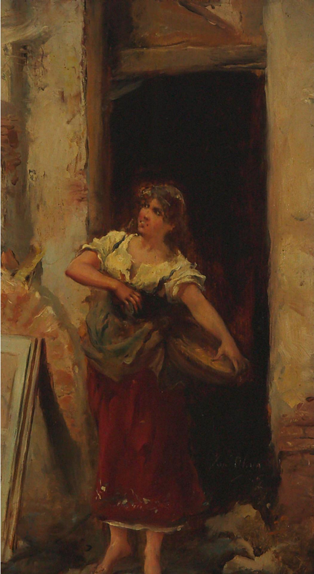 José Oliva Rodrigo (1855) - Young Country Girl At The Door, Circa 1875