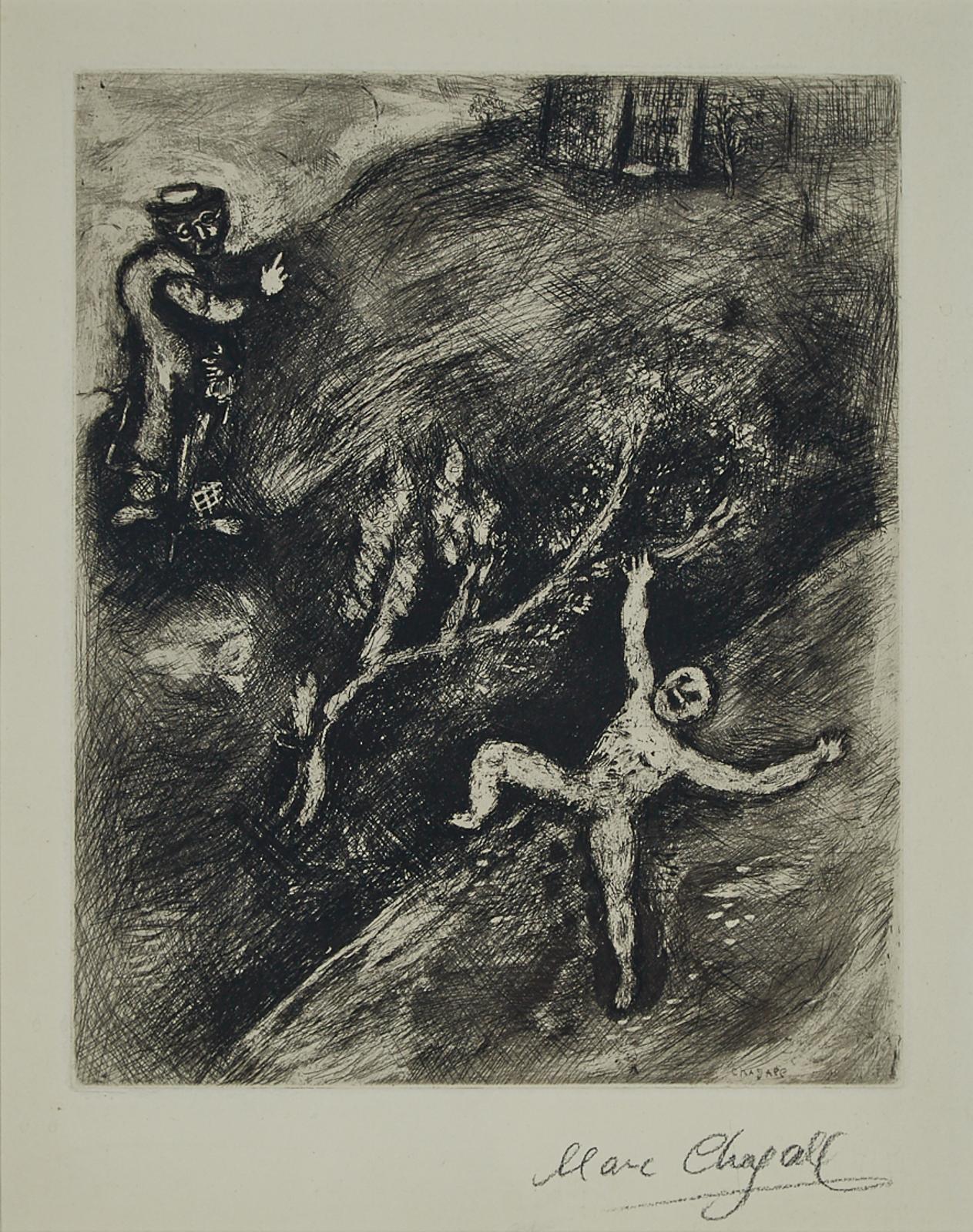 Marc Chagall (1887-1985) - L'enfant Et Le Maitre D'ecole (The Child And The Schoolmaster) (From Fables De La Fontaine), Pl. 10, 1952  [vollard, 104; Cramer Books, 22]