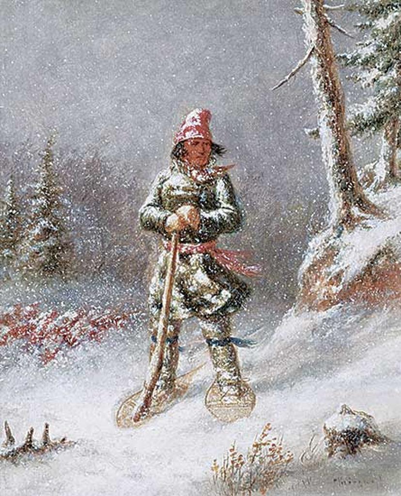 Cornelius David Krieghoff (1815-1872) - Hunter in a Blizzard
